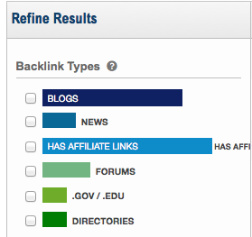 Refine Results in Backlink Builder
