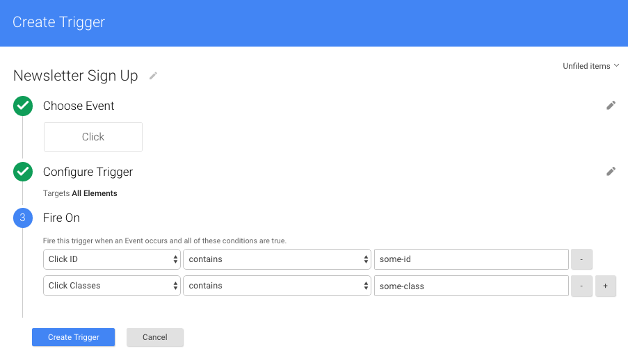 Google Tag Manager Trigger Configuration