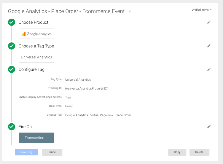 Google Tag Manager Transaction Tag