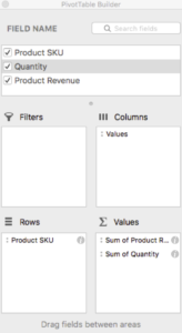Building a pivot table in excel
