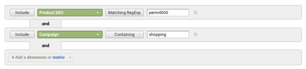 Product SKU Advanced Filter in Google Analytics