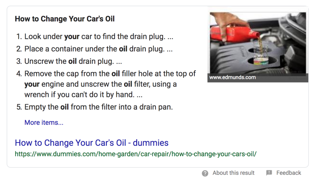 Example of a how-to featured snippet