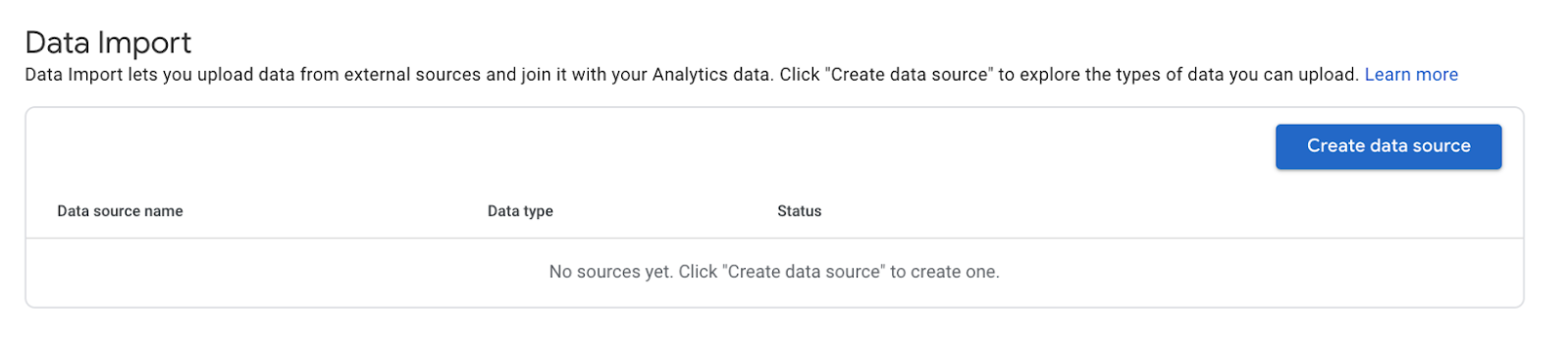 Data Import menu in Google Analytics 4